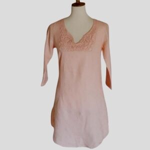 Malvin - I‎ Love Linen Dress Peach Crochet
